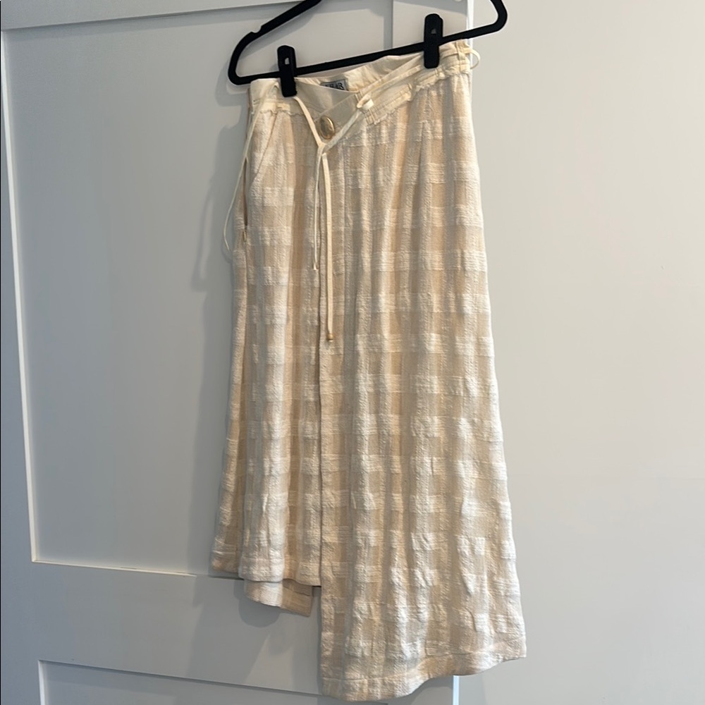 Khaar Cream Textured Midi Skirt